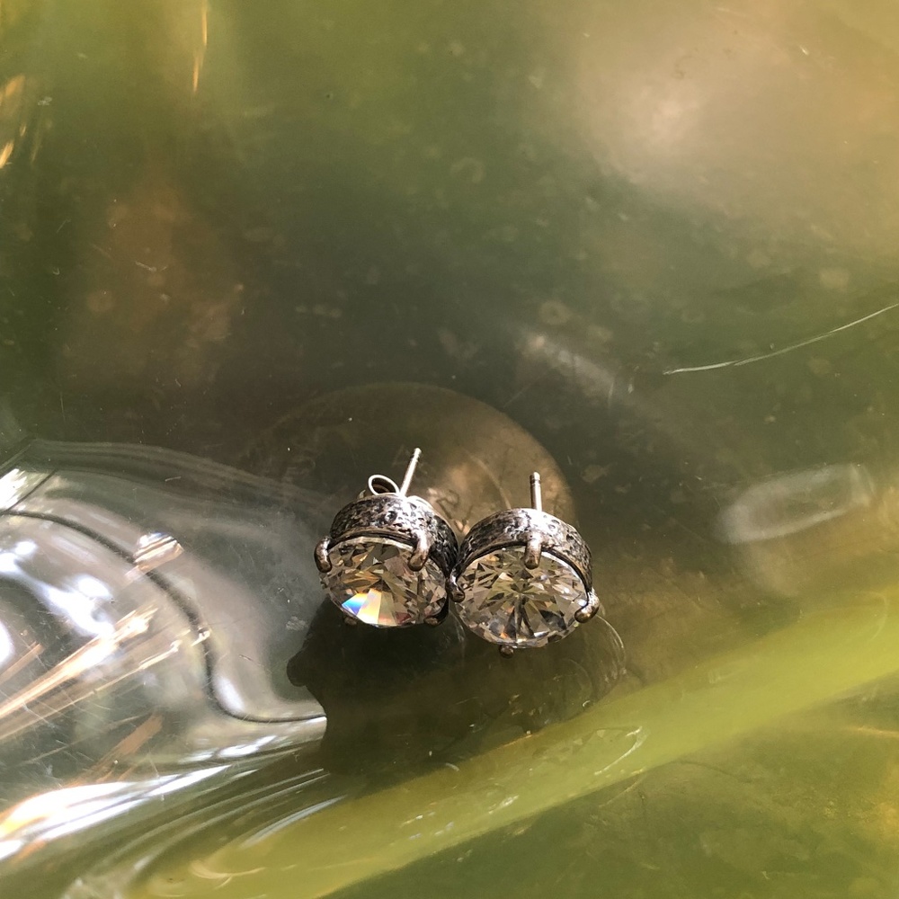Silpada P2381 Artisan Hammered Silver and CZ Studs